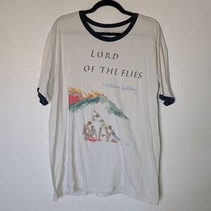 Out of Print White T-Shirt with Black Trim